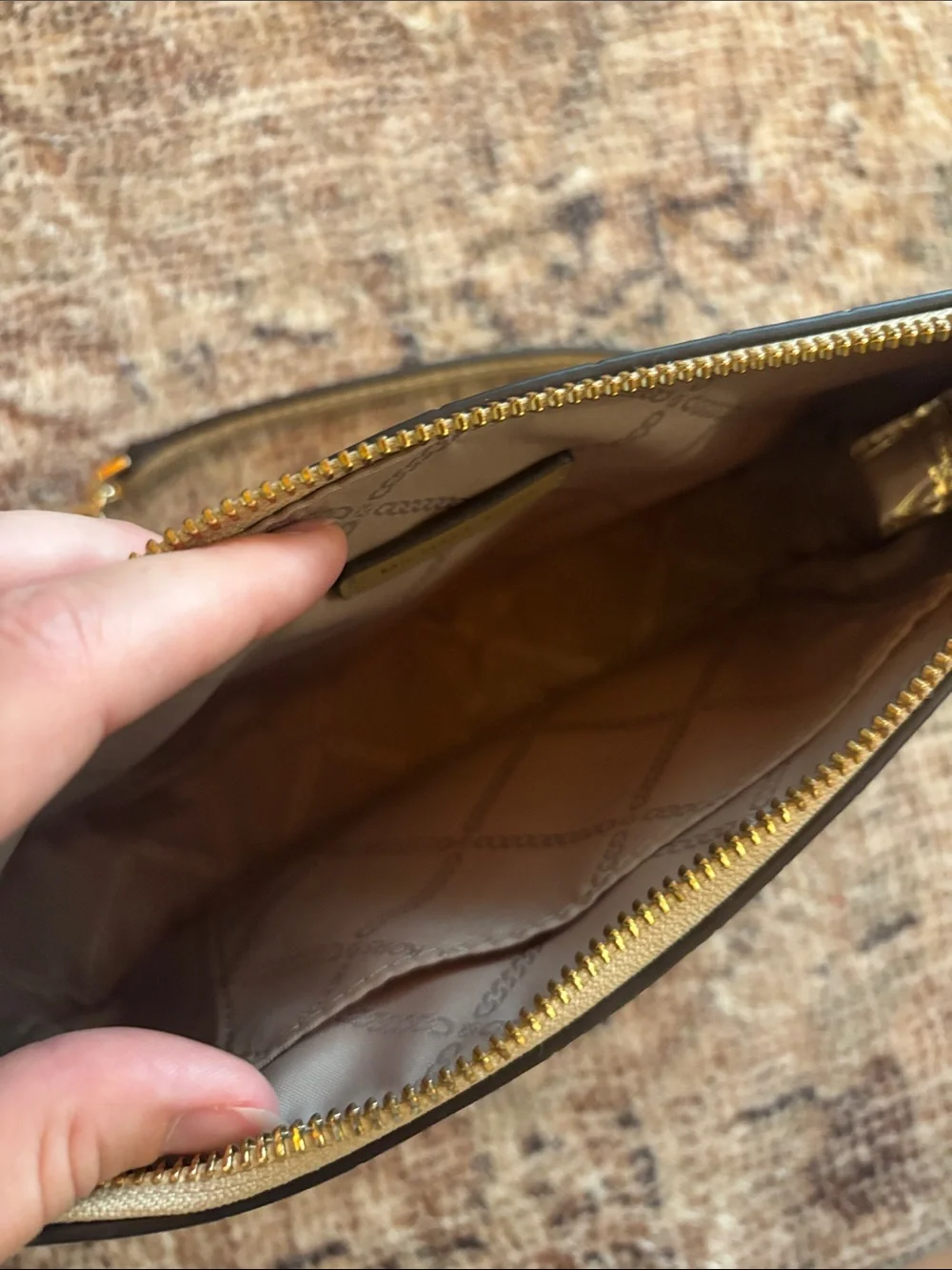 Michael Kors Gold Croc-Embossed Chain Shoulder Clutch